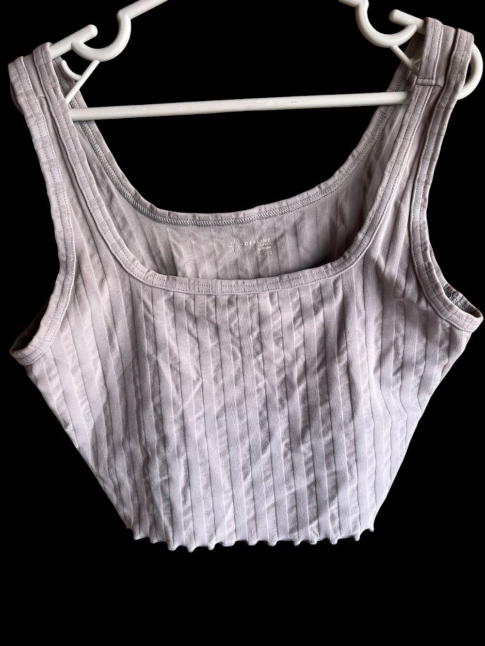 OFFLINE by Aerie Ribbed Crop Tank Top Light Purple Grey Large